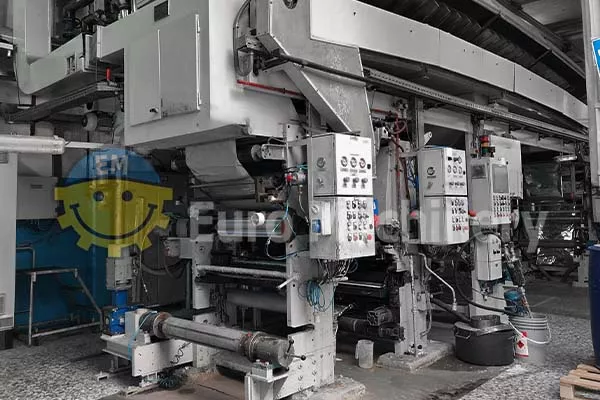 7177 Rotomec Solvent 800mm 2 Rotomec Solvent 800mm laminator, seen from the left side of the machine, the winder is visible